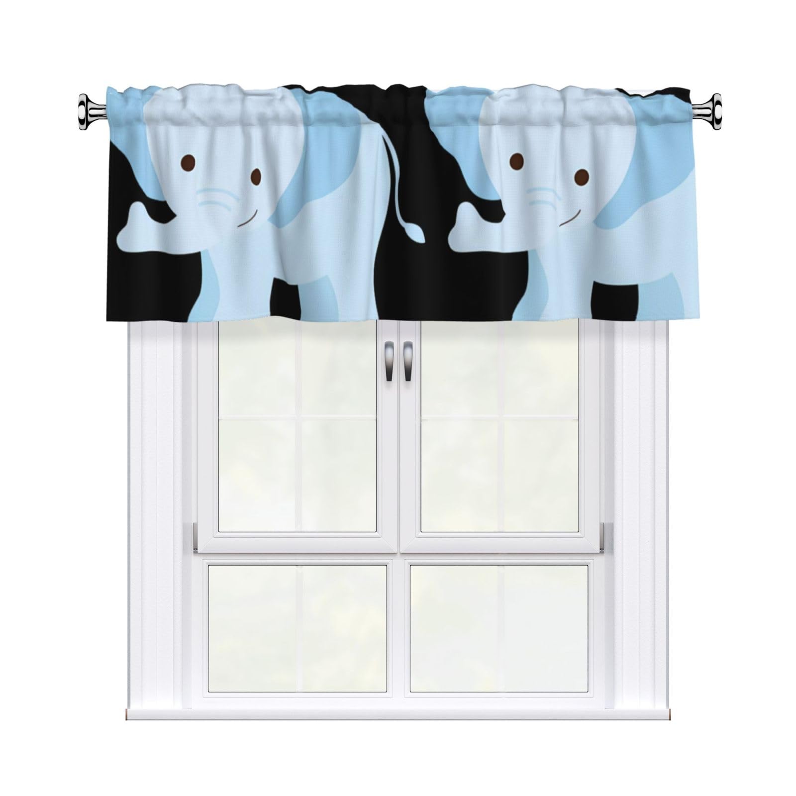 WHJDPP Elephant Baby Prints Charming Kitchen Window Cover – 54x18 Inch Peach Skin Valance with Decorative Print