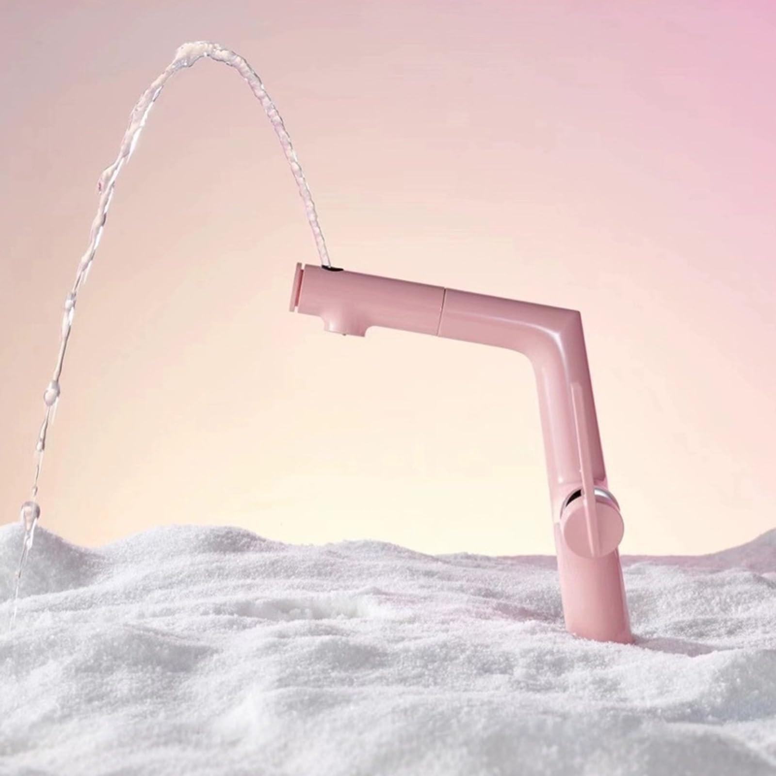 Rubinetto da Bagno Rubinetto per Lavabo con Doccetta Estraibile A 3 Modalità Monoforo Rosa