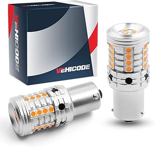 VEHICODE 7507 PY21W LED Bulb Amber CANBus Error Free No Hyper Flash 12496 BAU15S Turn Signal Light with Built in Resistor Super Bright Replacement for Motorcycle Car (2 Pack)