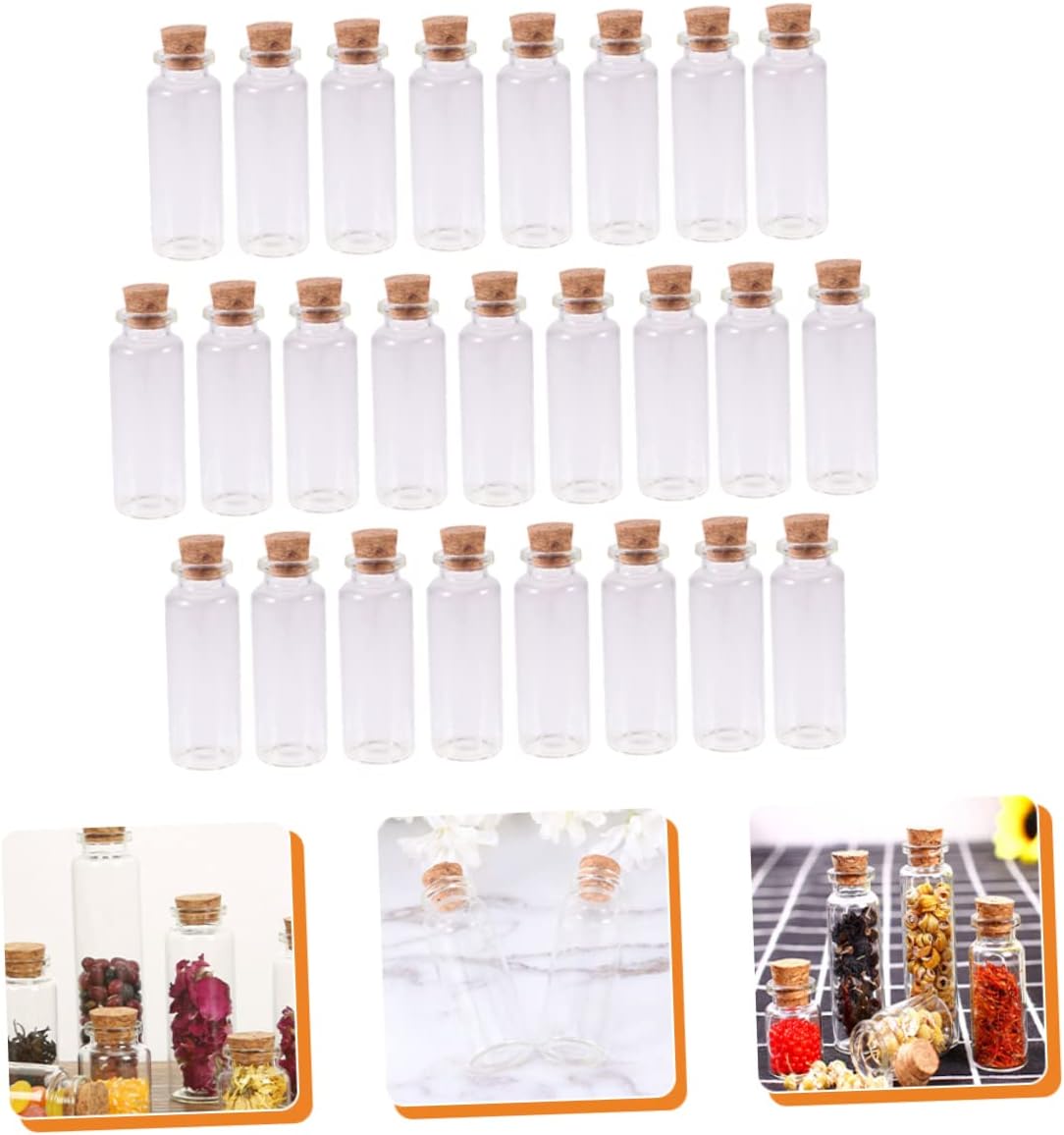 STOBAZA 25Pcs Small Glass Bottles with Cork Stoppers Decorative Jars for Candy Wedding Favors Crafting Storage Glass and Materials