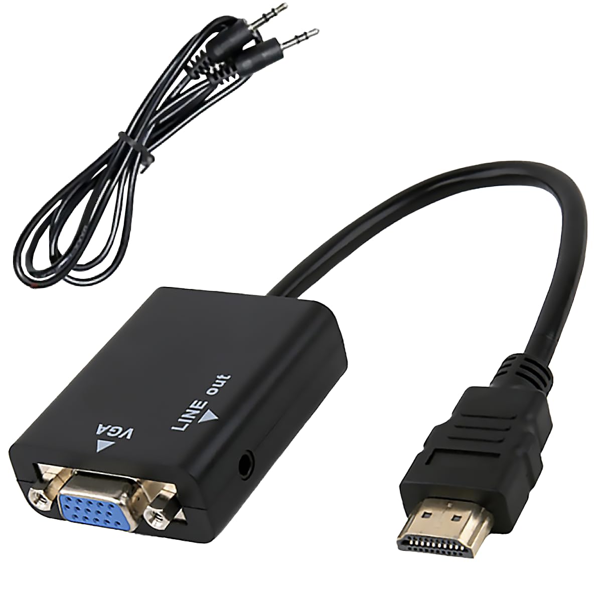 Adaptador Conversor HDMI para VGA 1080p Full HD com Saída de Áudio P2 | Cabo de Áudio
