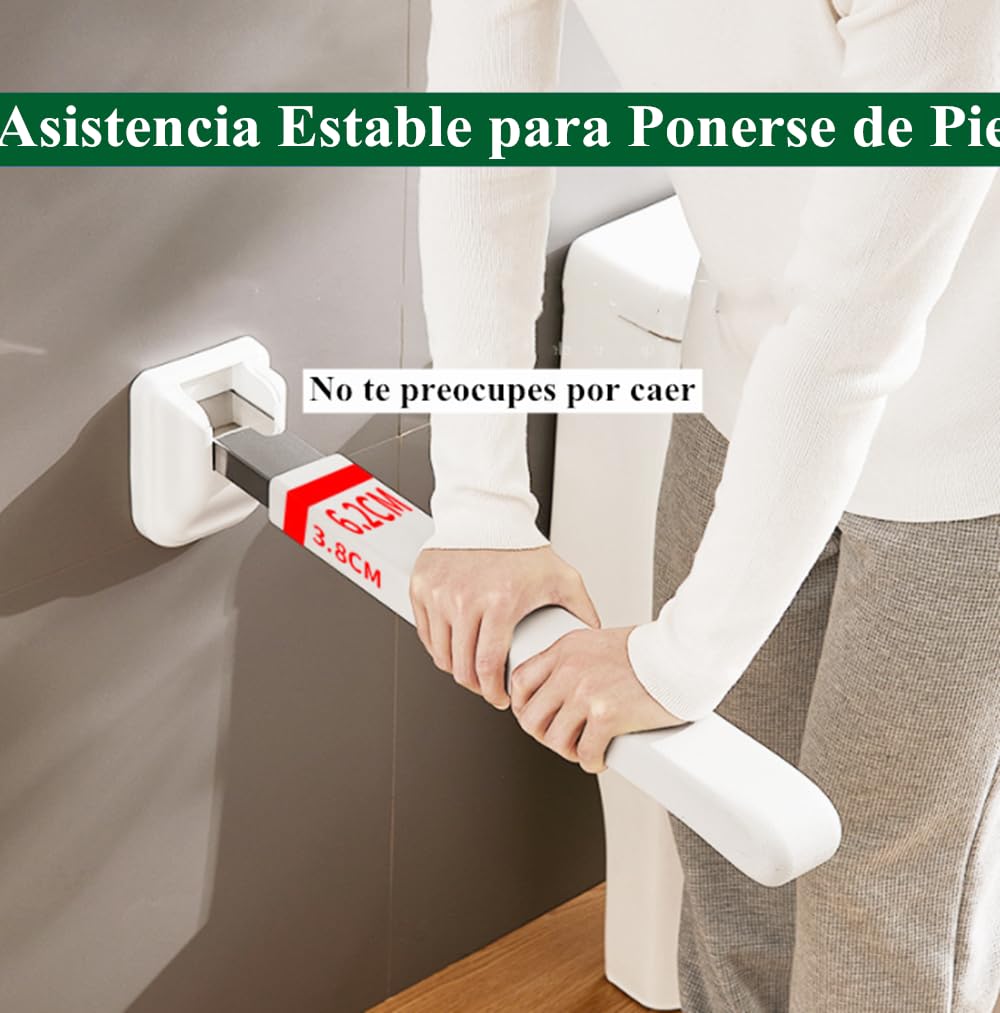 Huapa Barra de Apoyo para Inodoro Plegable y Abatible - WC Minusválidos, Seguridad Baño Sujeción Pared para Personas Mayores
