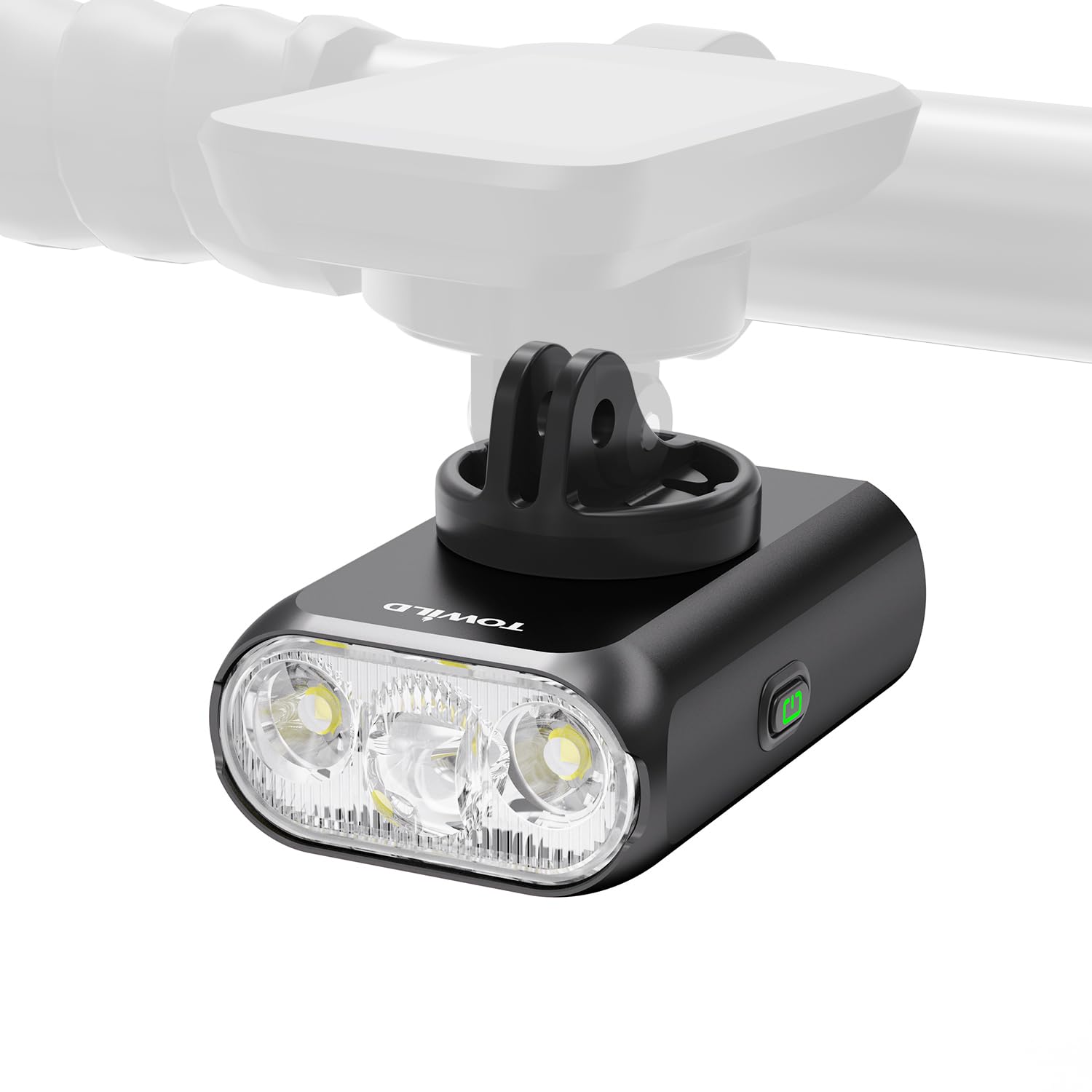 towild BL900 Bike Lights with Focus & Flood Beam, 900 Lumen Bike Front Light Compatible with Garmin/iGPSPORT/COOSPO Cycling Computer, Day and Night Cycling Headlight, 2200mAh USB-C Charging