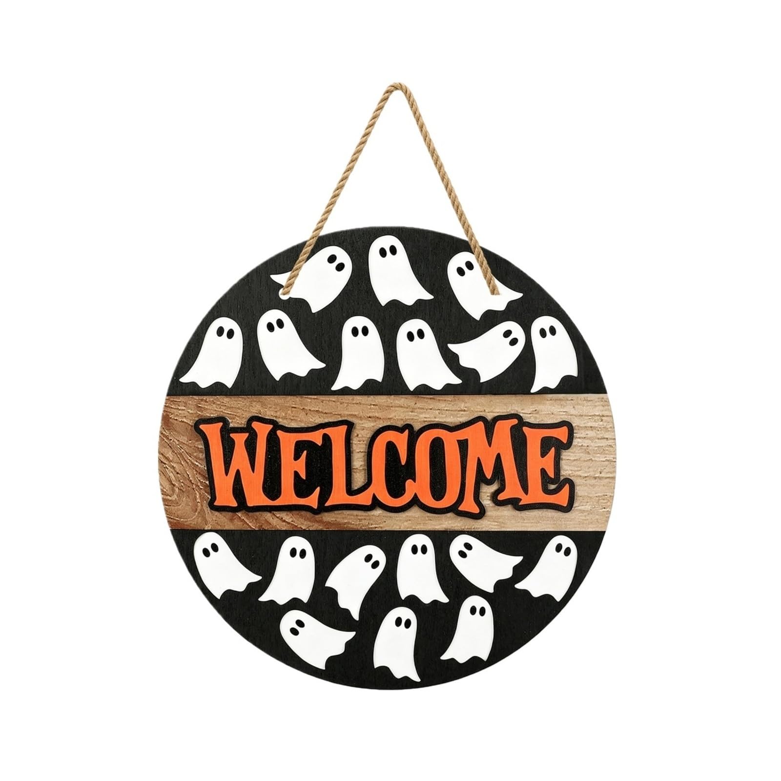 OTKSMDYY Halloween Party Atmosphere Decoration Door Ornament Ghost Pumpkin Black Cat Wooden Front Wall Sign(Halloweenlistingtyped-1pcs)