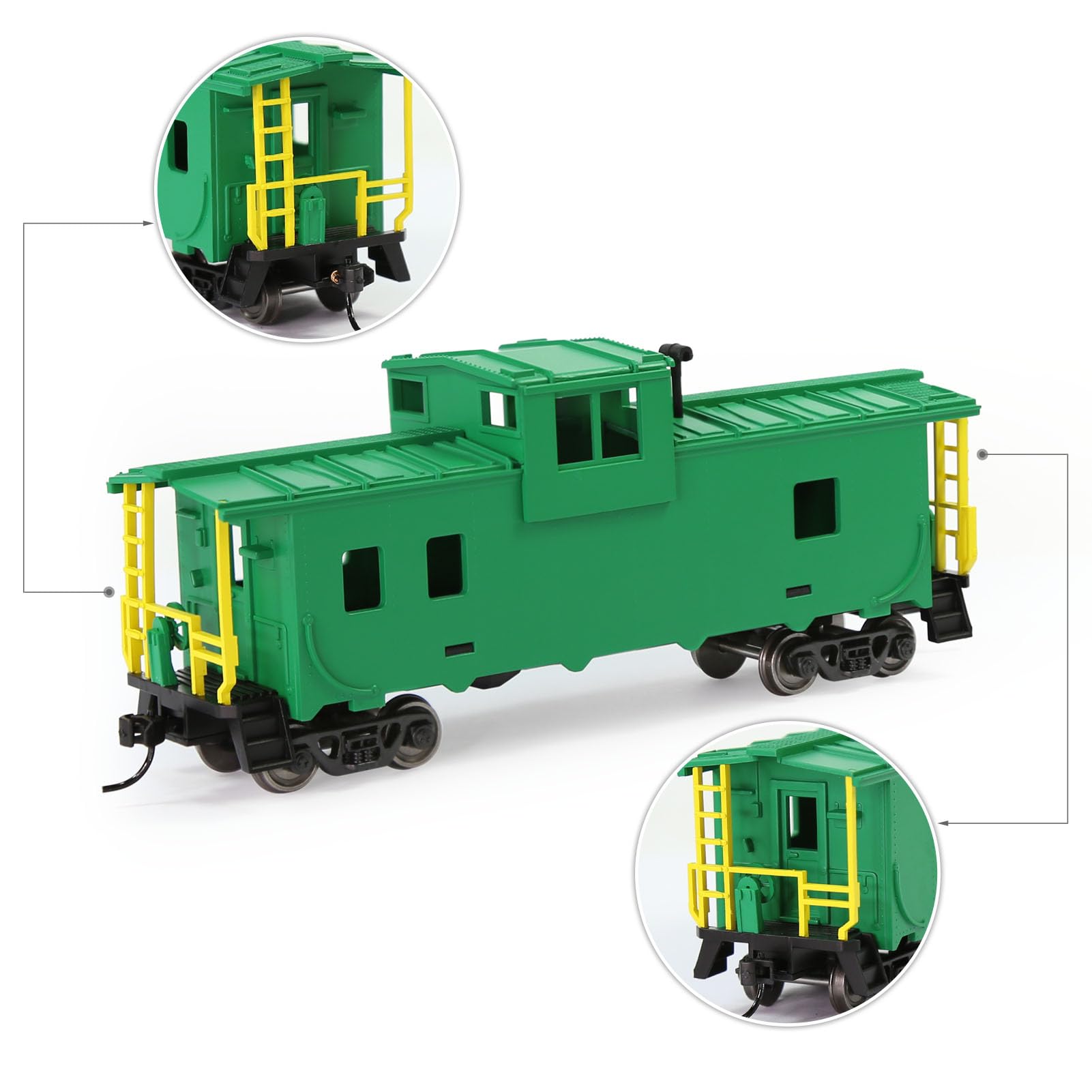 Evemodel C8763 1 unità dipinta 1:87 HO Scala 36 'Wide Vision Caboose Wagons Model Railway (verde)