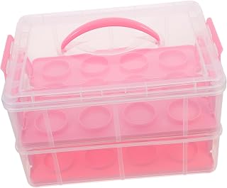 GLEAVI Multi Layer Cupcake Box with Handle, Plastic Transport Carrier