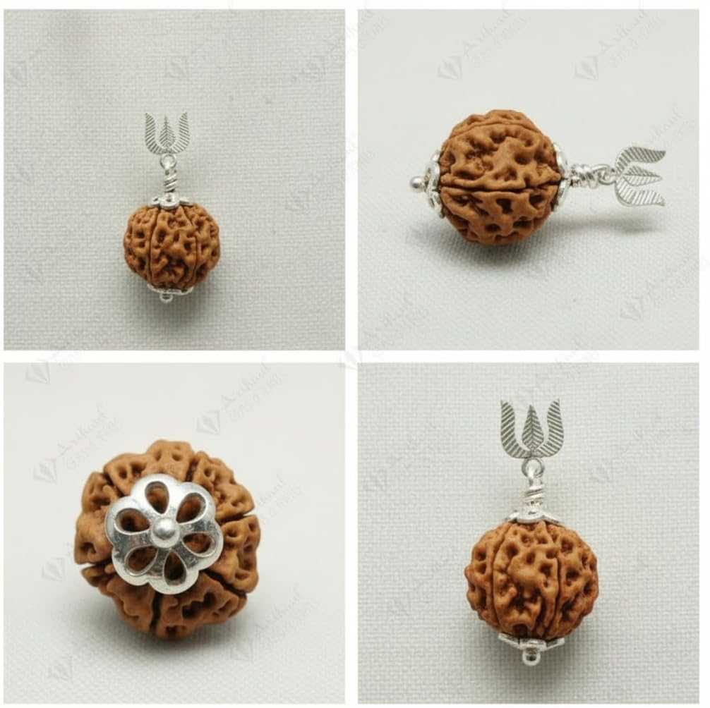 Arihant Gems & Jewels Nepali & Indian Rudraksha Pendant In 925 Sterling Silver – Natural, Certified, Spiritual Beads For Men & Women