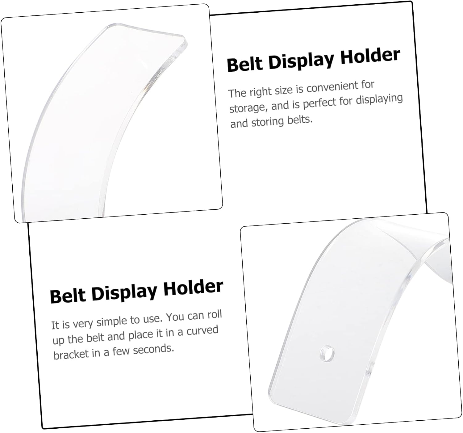 Amosfun 6pcs Space-efficient Belt Display Stands Acrylic Belt Rack Holder for Closet Store