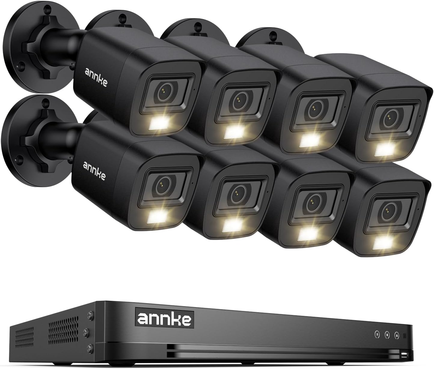 ANNKE 32CH H.265+ 3K Lite Security AI DVR and 8 Pack 1080P HD TVI Home Security Camera Outdoor Indoor, IP66 Waterproof, Night/Day Vision, P2P Technology, NO Hard Drive