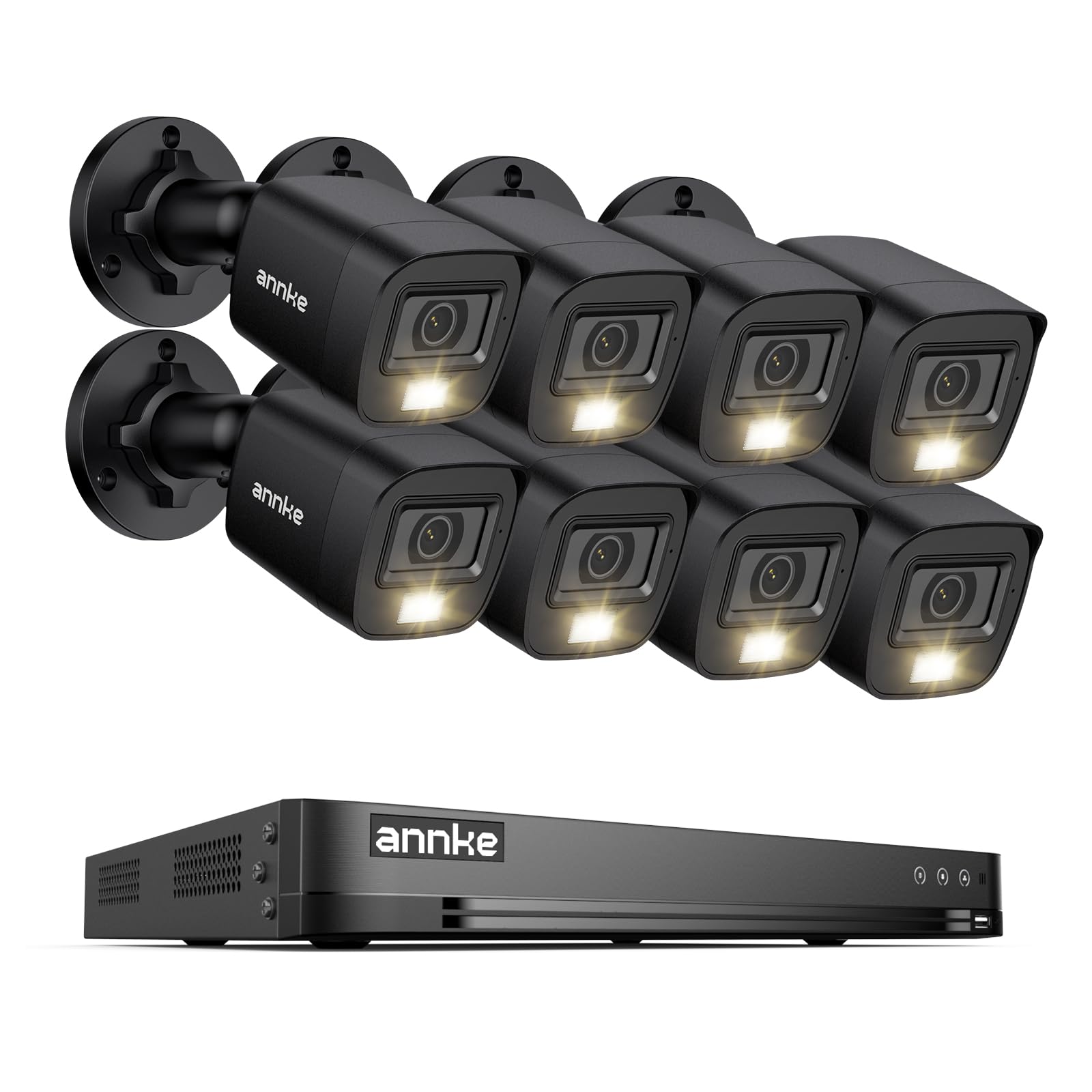 ANNKE 32CH H.265+ 3K Lite Security AI DVR and 8 Pack 1080P HD TVI Home Security Camera Outdoor Indoor, IP66 Waterproof, Night/Day Vision, P2P Technology, NO Hard Drive