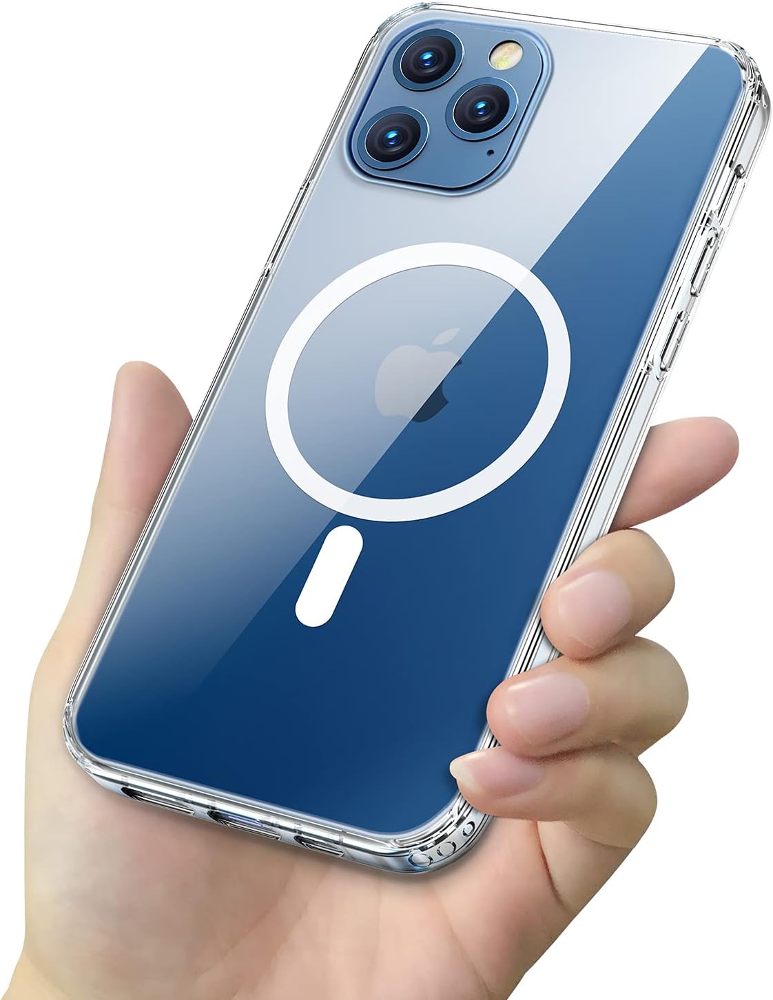 QMQ Phone Case for iPhone 12/12 Pro 6.1'', Clear Case Reinforced Corner TPU Bumper Magnetic Anti-Yellowing Transparent Protective Case (for iPhone 12/12 Pro 6.1'')