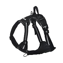 Amazon Basics Pettorina a gilet per cani regolabile, anti-trazione, imbottita, morbida, con strisce riflettenti, nera, misura Medio