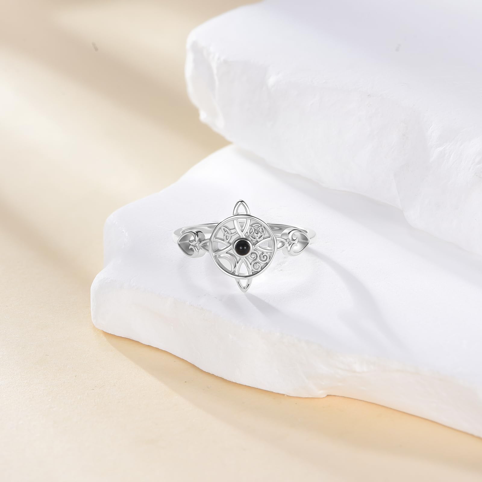 Hexen Knoten Ring 925 Sterlingsilber Hexen Keltischer Knoten Ring Irischer Heidnischer Wicca Valentinstag Schmuck für Damen-55 57