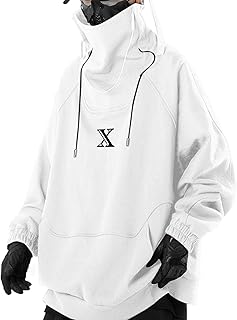 Eocicvvi Men\'s Casual Sweatshirts Cyberpunk Pullover Streetwear Hip Hop Sweatshirts Loose Fit Tops with Embroidery