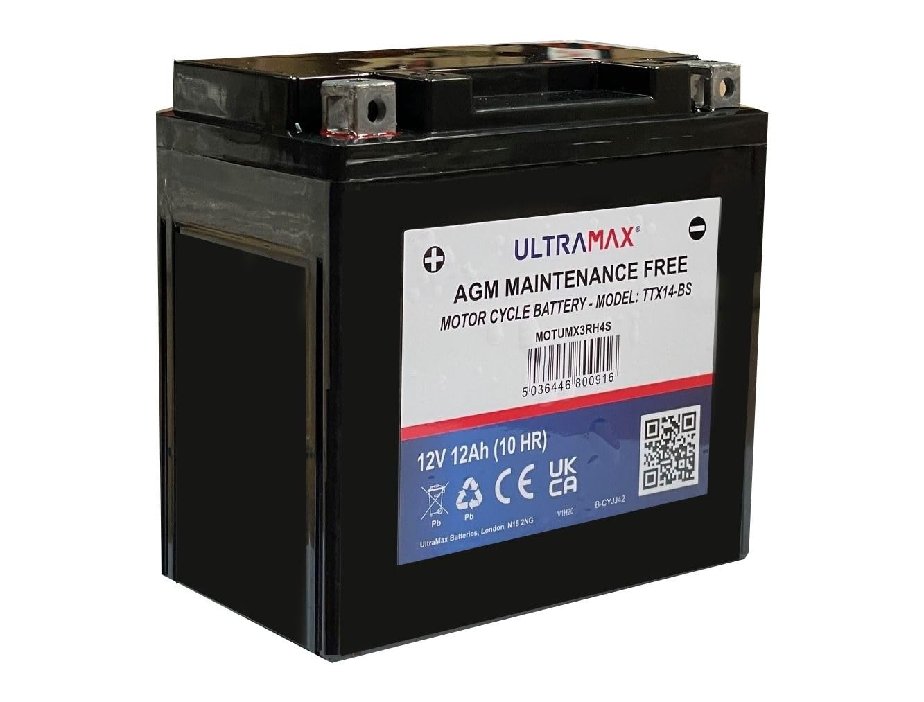 ULTRAMAX TTX14-BS (REPLACES YUASA YTX14-BS) Motorcycle Gel battery