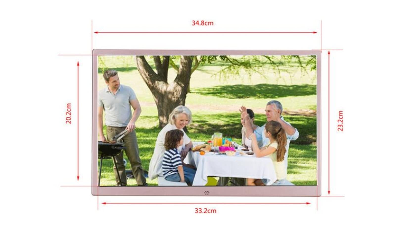 Inteligentna cyfrowa ramka na zdjęcia 15,4 cala metalowa cyfrowa ramka na zdjęcia LCD HD 1280 x 800 elektroniczny album USB obraz cyfrowy odtwarzacz muzyki wideo kalendarz zegar, różowe złoto