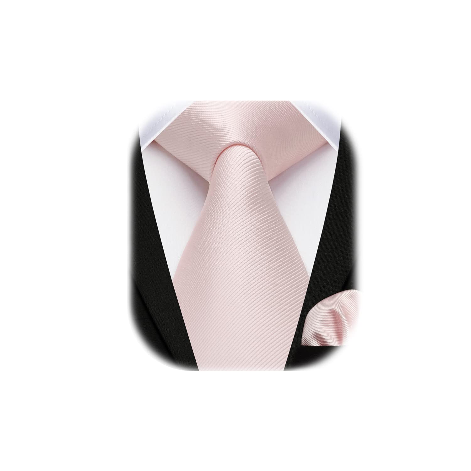 EnlisionMen's 3.3" Solid Color Tie and Pocket Square Set Formal Wedding Party Necktie for Men - Multiple Color