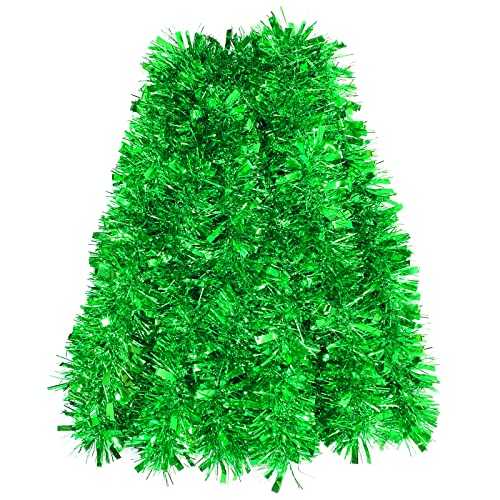 6m Green Tinsel Chunky Christmas Tinsel Garland for Christmas Tree, Wedding, Birthday, New Year Party