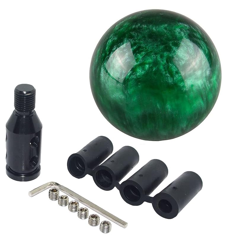 Manopla de Câmbio Redonda Pursuestar Green Nebula em Acrílico com Adaptador de Alumínio M12x1.25