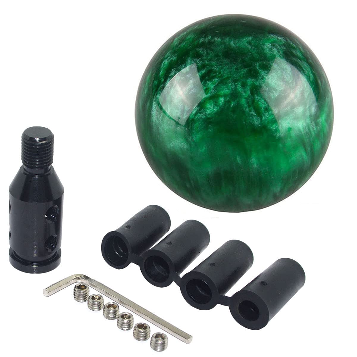 Pursuestar Green Nebula Cloud Round Ball Gear Shift Knobs, Universal Automatic Manual Shifter Knob + Aluminum Adapter, Stick Shift Knob Head Cover