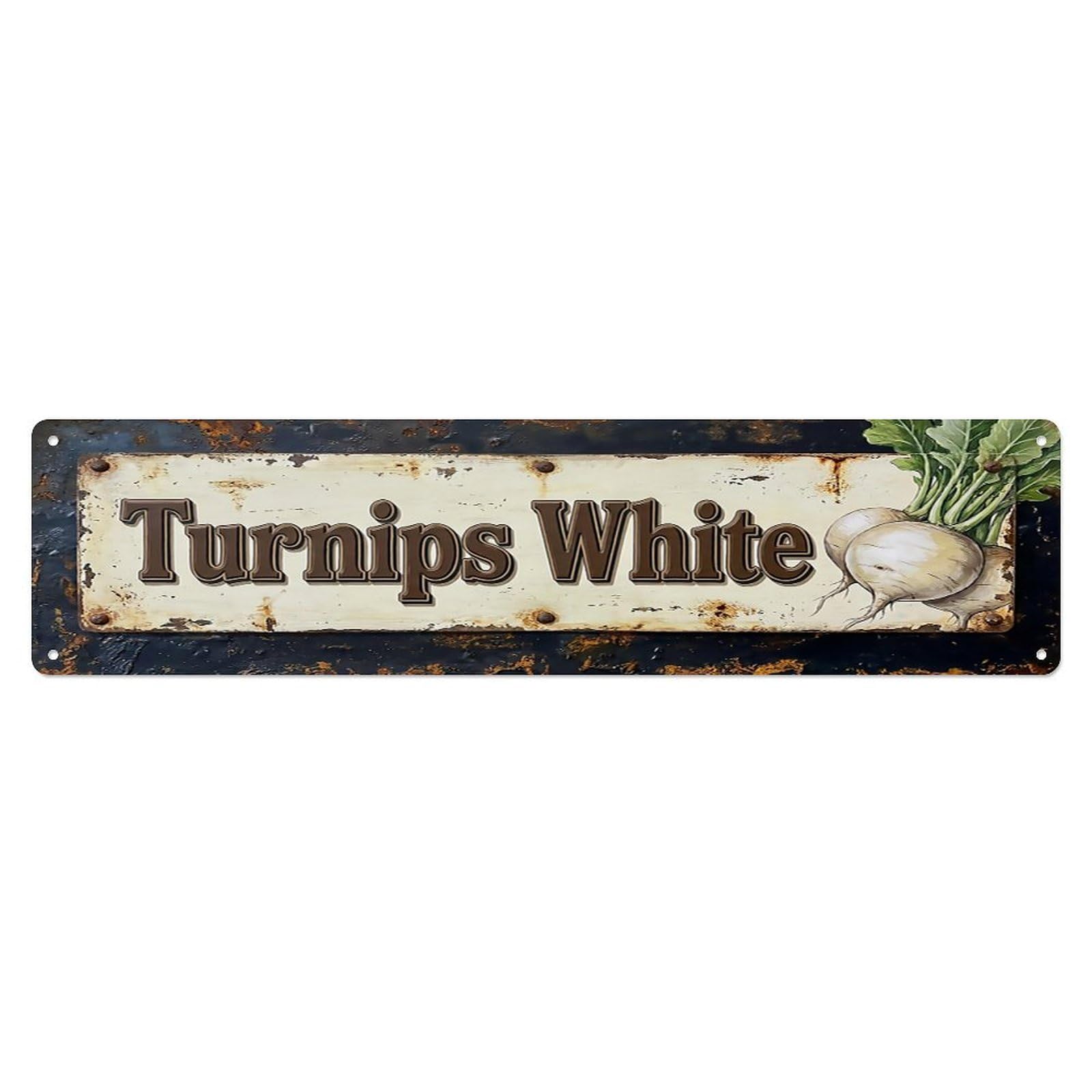 Vintage Turnips White Crisp Farmhouse Metal Tin Sign