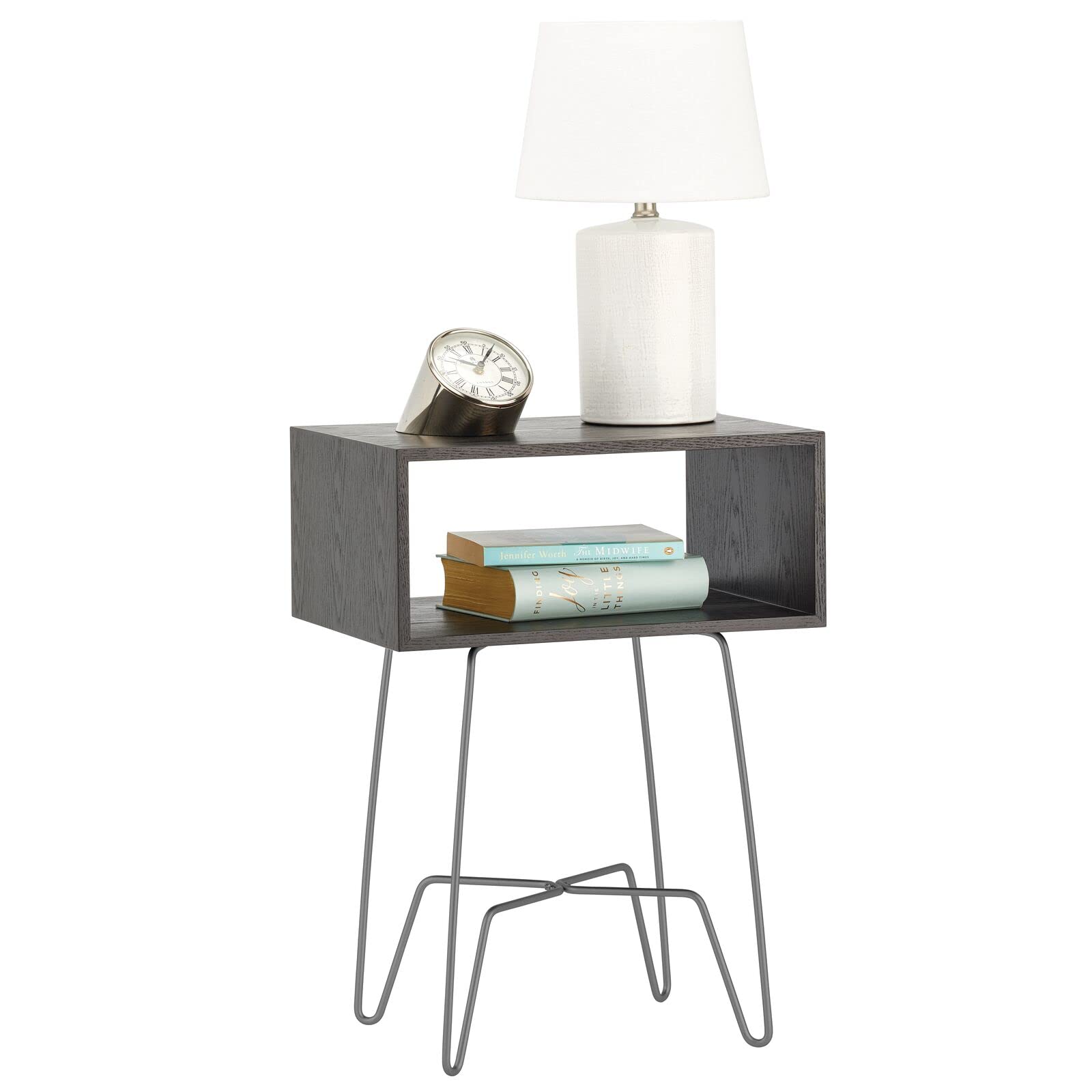 Buy mDesign Modern Industrial Side Table with Storage Shelf 2Tier