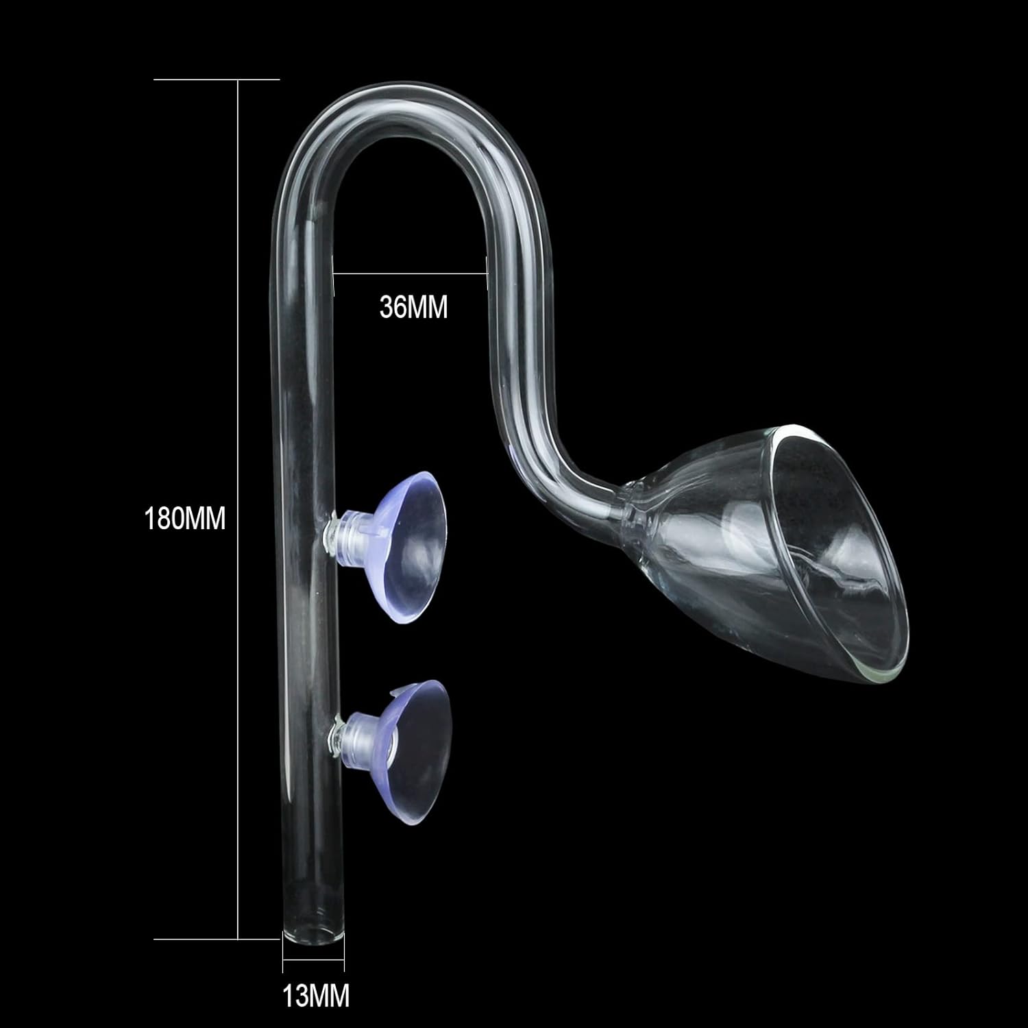 Lily Pipe Glass Inflow Outflow Set Aquatic U Shape Inflow Pipe Set for Aquarium Planted Tank Filter 13mm for 12/16mm(1/2" ID) Tubing
