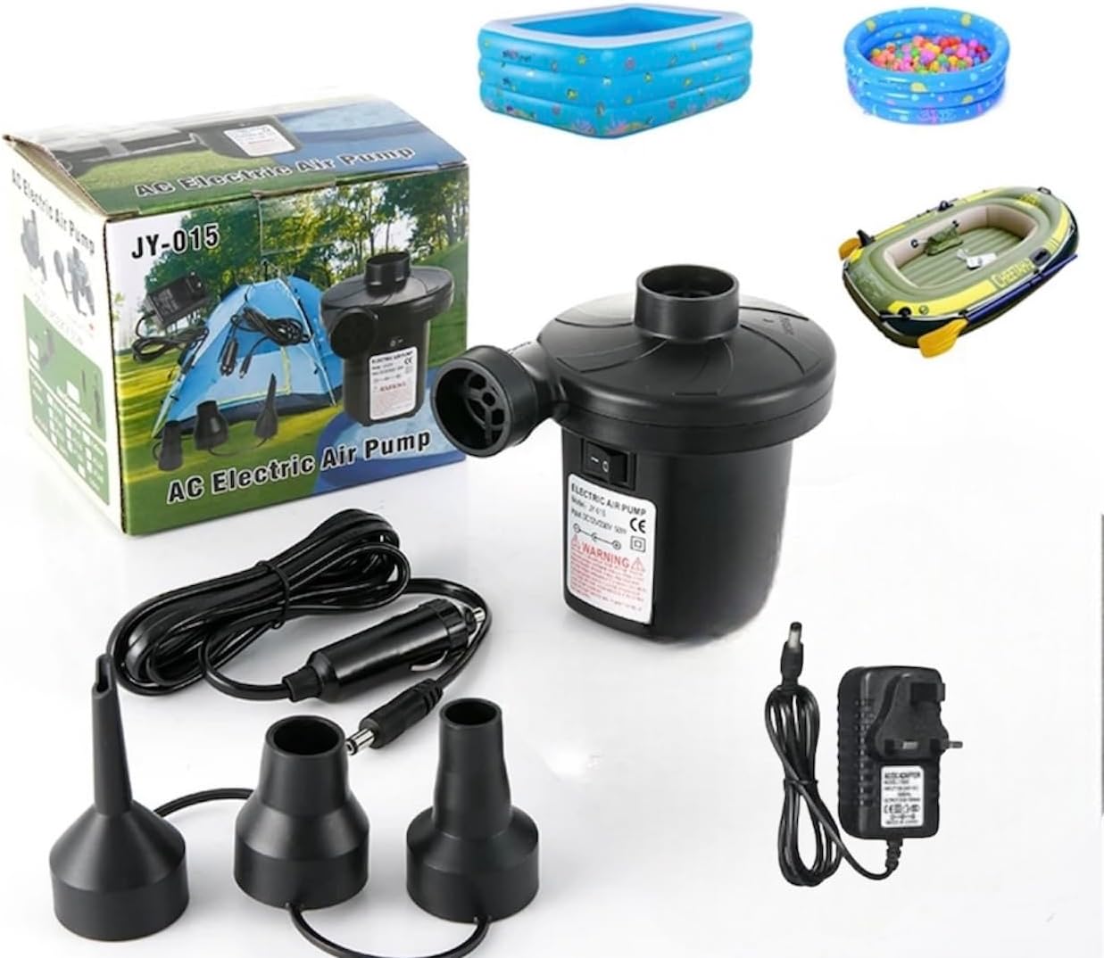 Electric Air Pump For Inflatables With 3 Nozzles, Home/Car Use High