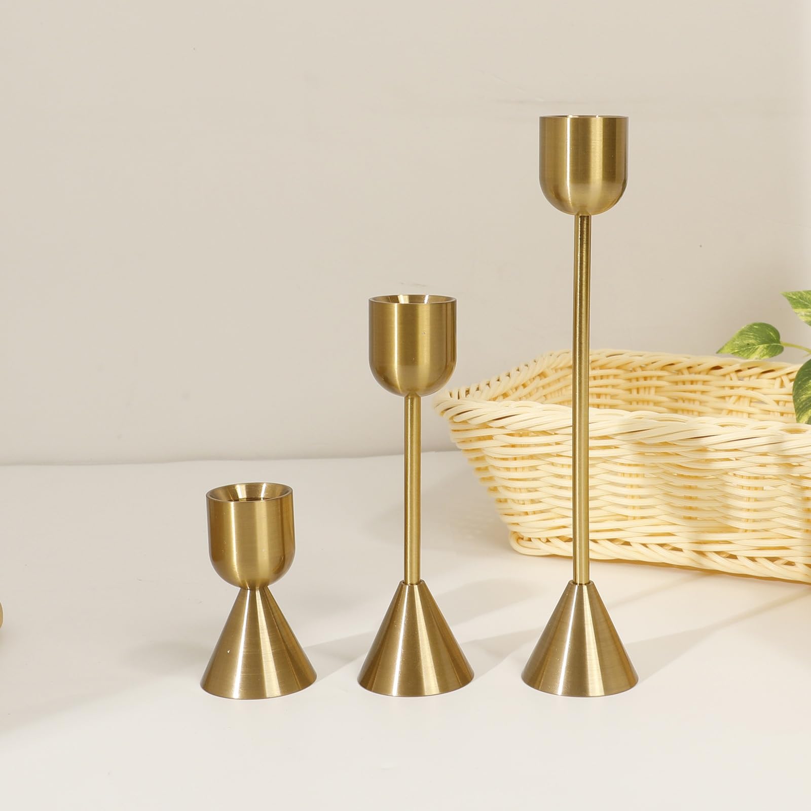 Kerzenständer Kupferfarbene Kerzenhalter for Zuhause, Eisen, dekorative Ornamente, Hochzeit, Fotografie, Modellzimmer, Tisch, Requisiten, 3-teiliges Set