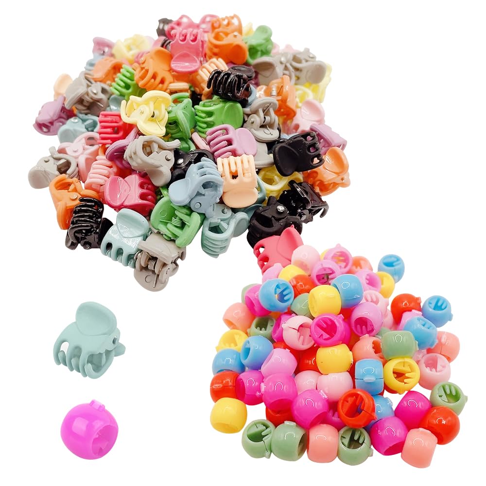 UMCHU 175 Piezas Mini Pinzas Pelo,Bolitas para trenzas de pelo,Pinzas Pelo de Plástico,para niñas y mujeres, accesorios(Multicolor)
