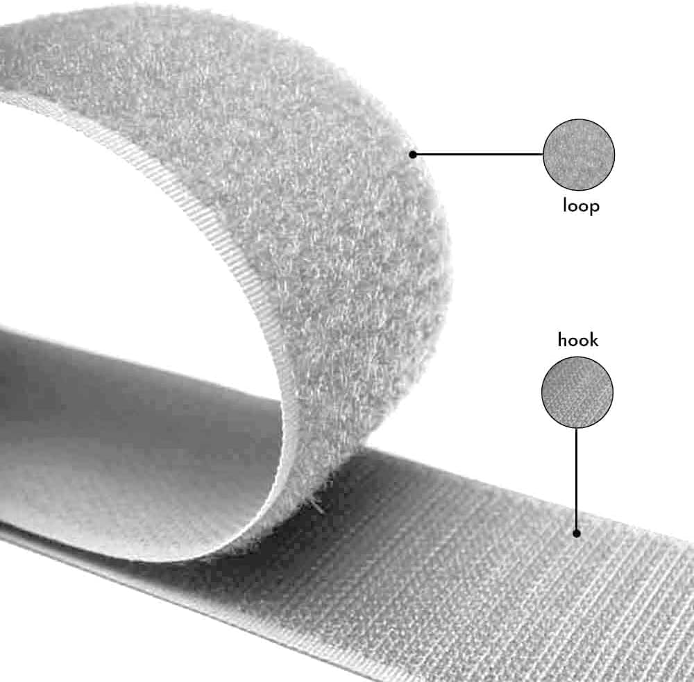 Cinta de gancho y bucle gris claro para coser con gancho y lazo para coser – 1 Yd. x 0.8 pulgadas
