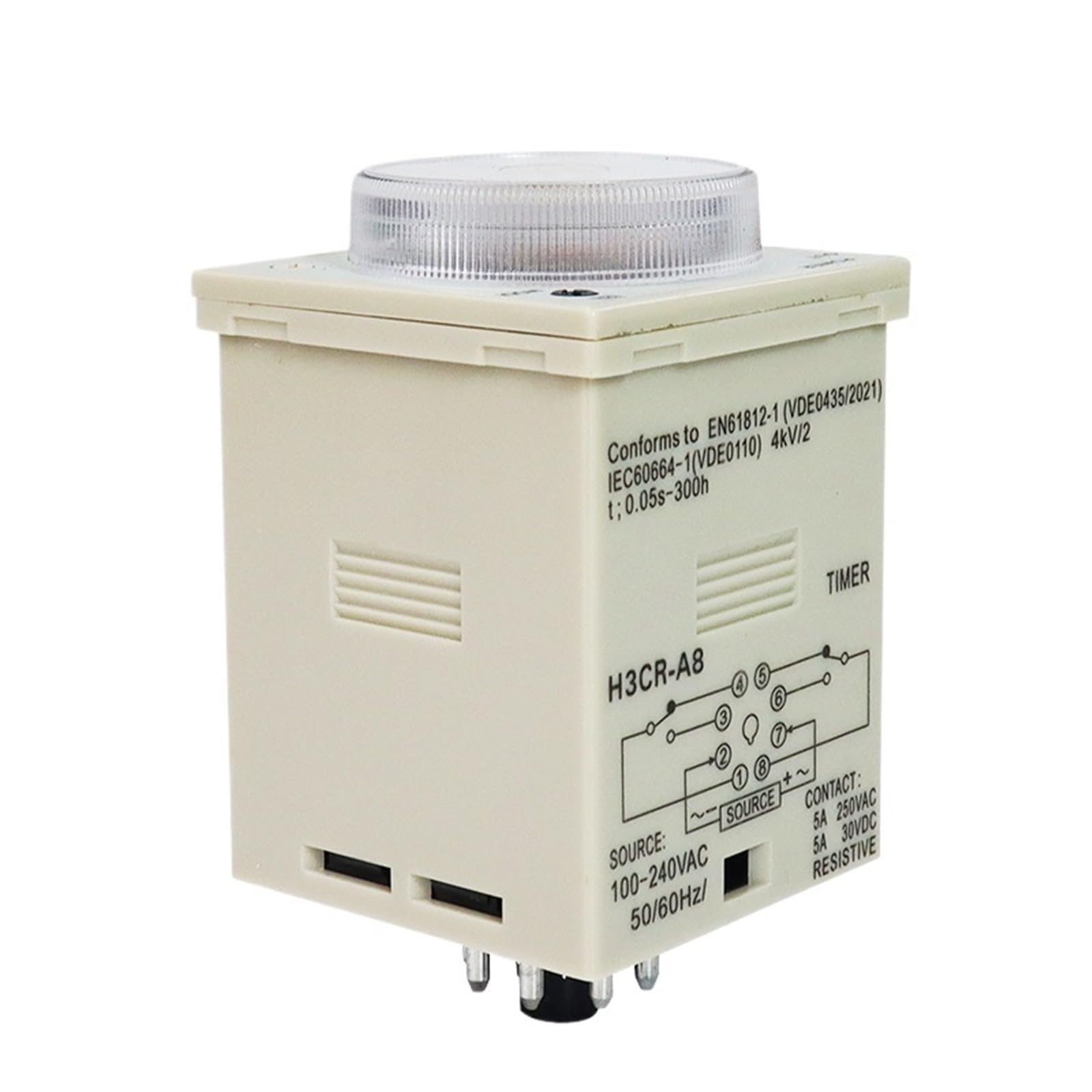Relé 100-240 V CA 50/60 Hz 0,05 s a 300 h 8 pines Tiempo de retardo del ciclo de encendido y apagado Control del temporizador del relé(110VAC)