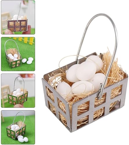 Miniatura 8 de Kisangel 1 Set Mini Cesta de Huevos Miniatura Casa de Muñecas Comida 1: 12 Escala Accesorios de Casa de Muñecas Accesorios de Jardín de Hadas Micro