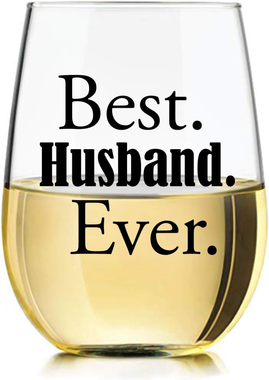 Buy 1 get 1 Best Husband Ever 15oz Stemless Wine Glass with Sayings by Momstir - Unique Present for Him, Hubby, Men, Husband from Wife - Romantic Idea for Anniversary, Birthday, Valentines Day