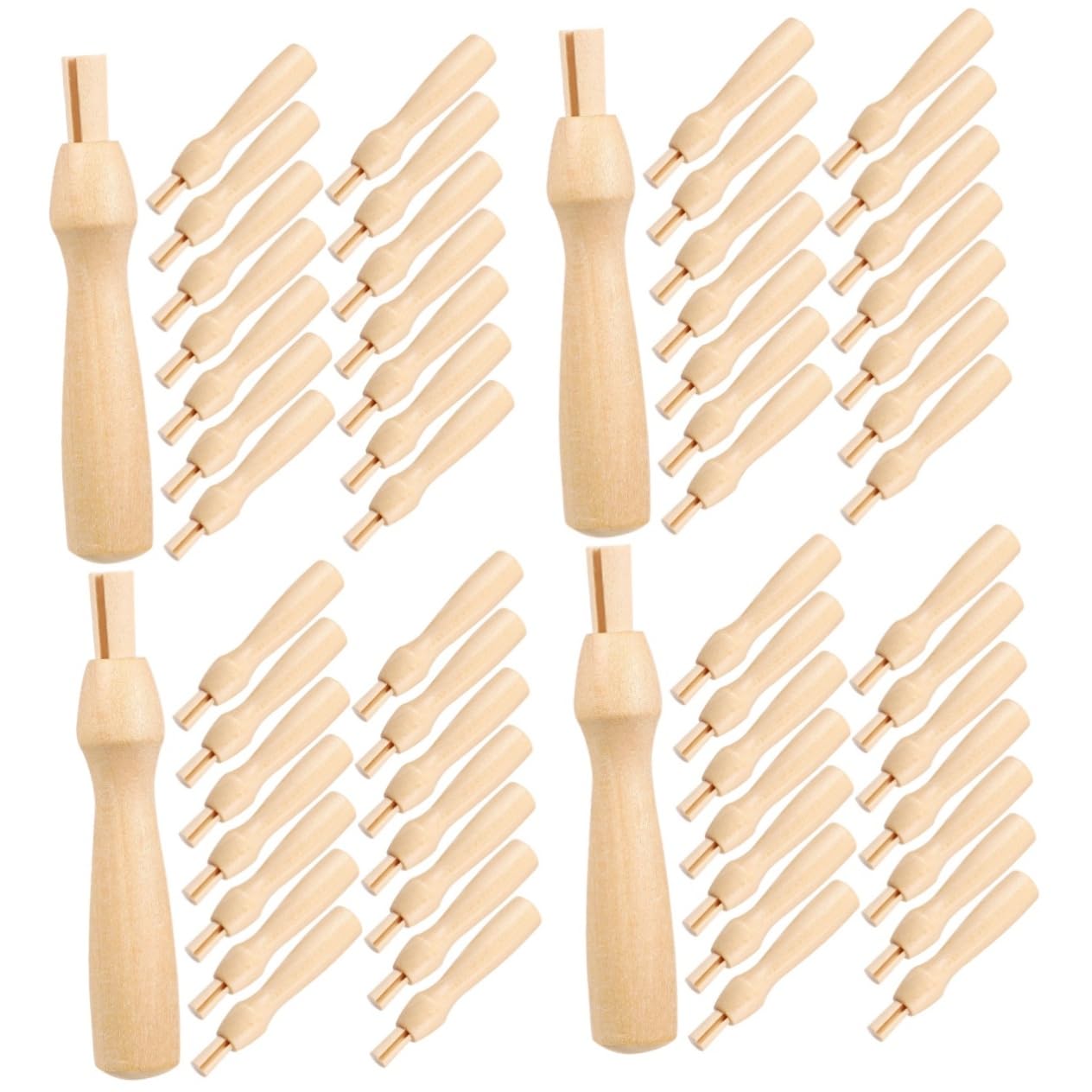 BELLIFFY 4sets Wooden Handles Felting Needles Tool Kit Replacement Handles for Needle Felting Craft 16pcs*4