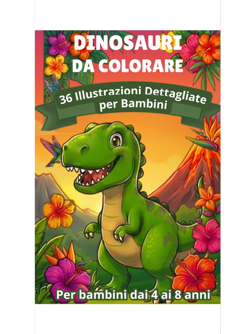 DINOSAURI DA COLORARE: 36 Illustrazioni Dettagliate per Bambini dai 4 agli 8 Anni - Album da Disegnare Grande Formato per Bimbi e Bimbe (Preistoria e Grandi Rettili)