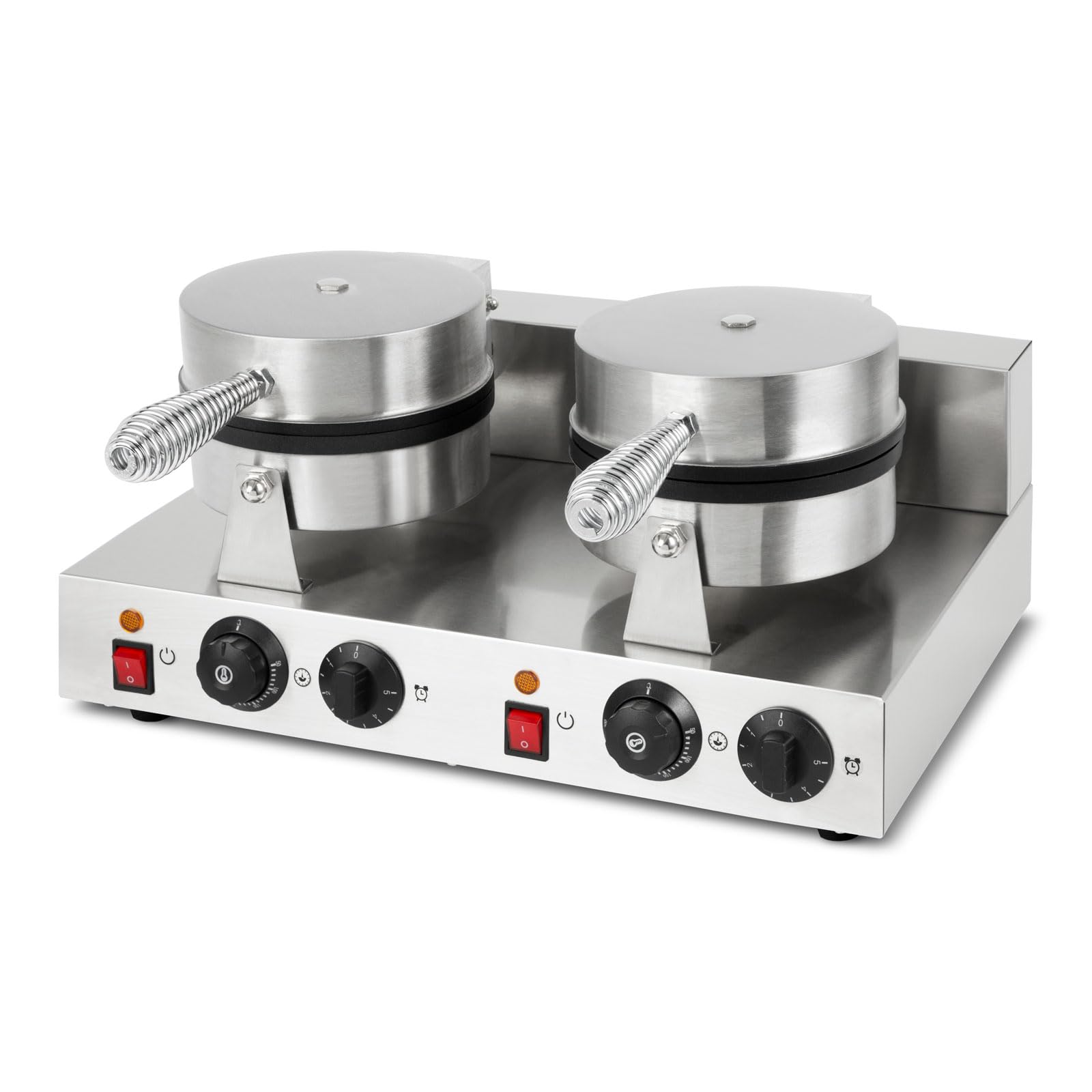 VERTES gofrera doble, gofrera cónica para helados, 48 piezas por hora, cónica, ajustable 0-300°C, temporizador, cónica de hierro fundido carcasa de acero inoxidable, gofrera cónica 2000 W