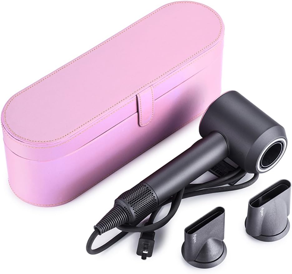 Storage Case for Dyson Dryer Case, PU Leather Flip Hard Box for Dyson Hairdryer Portable Storage Anti-scratch Cover Dustproof Pouch Sleeve for Dyson Supersonic Hair Dryer(Pink）