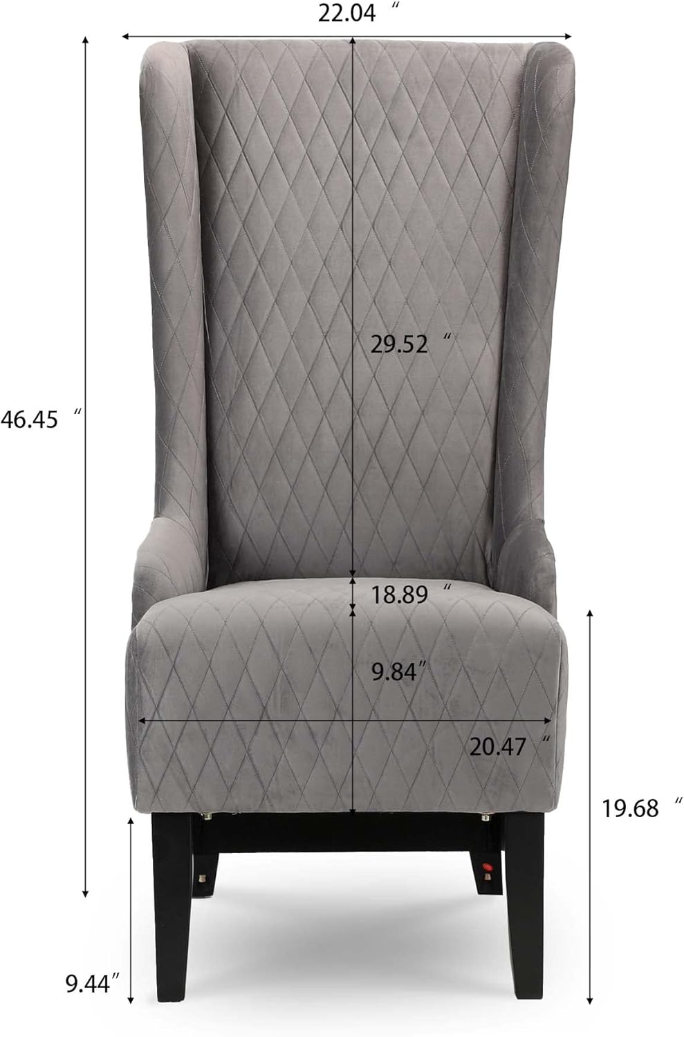 HomVent 1PCS Chair with Super High Wing-Back Velvet/PU Leather Upholstered Armless Throne Chair with Diamond Lattice Design Retro Elegant Side Chair for Living Room,Kitchen