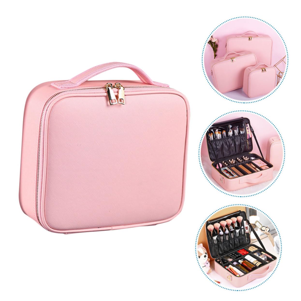 Trousse de Capacité Compartiments Réglables Sac de Voyage Cosmétique Étanche pour Déplacements Pratique Moyen