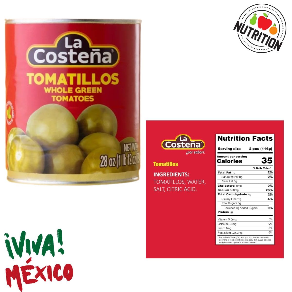La Costeña Tomatillos Verdes 794 g Pack 2x Salsas Quesadillas