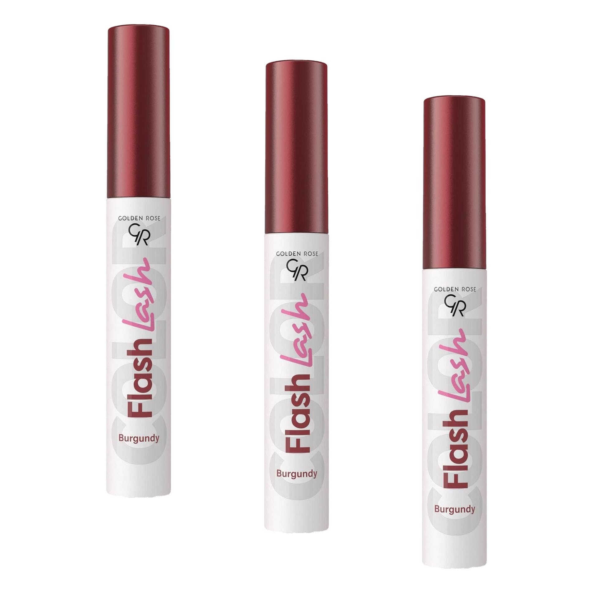 Golden Rose Flash Lash Colored Mascara No: 10 Burgundy - Renkli Maskara (3 paketi)