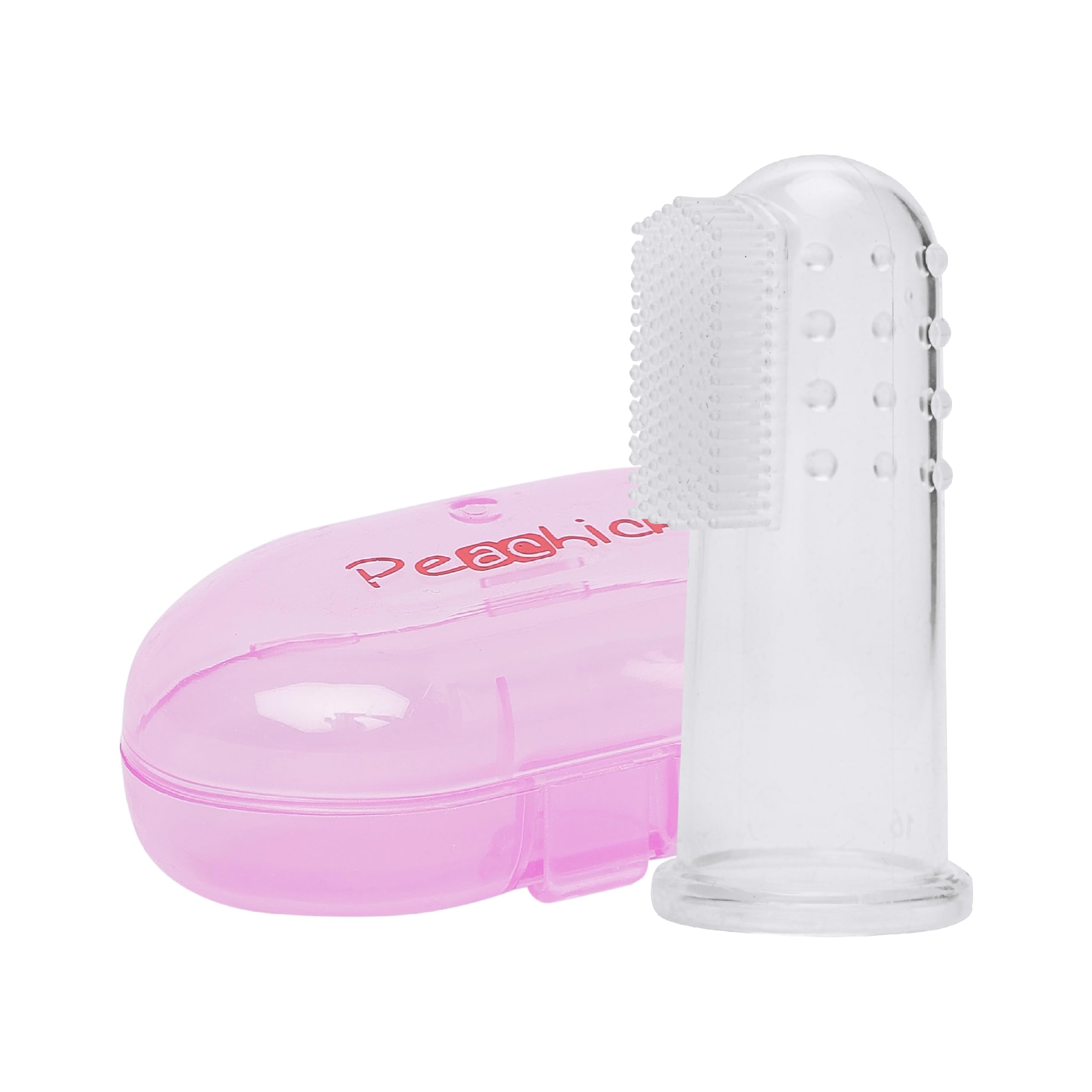 Peachick's Baby Silicone Finger Toothbrush with Travel Case – Gentle Gum Massage, Easy Cleaning, and Soothing Oral Care for Infants (Pink, Regular)-image-37