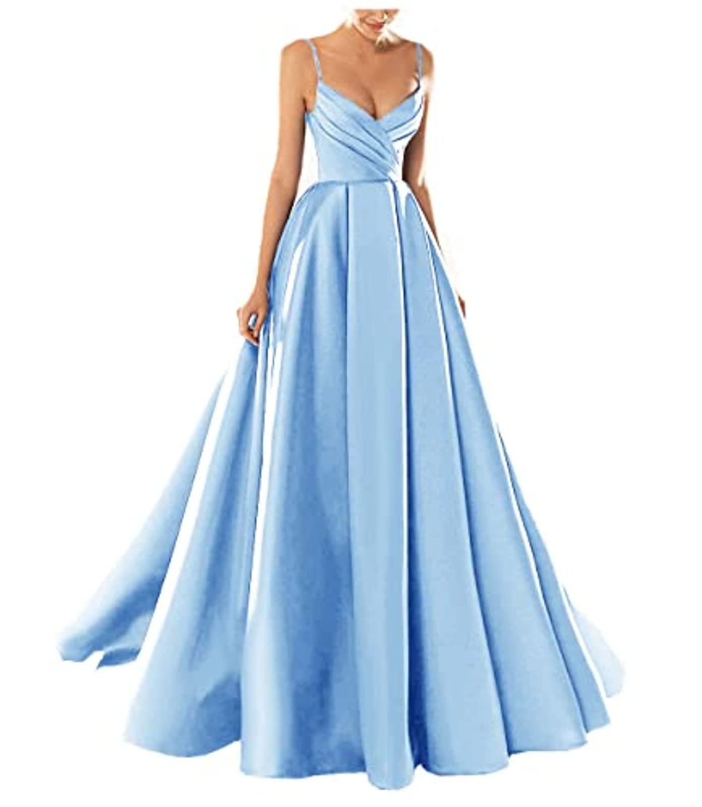 yhfshop Formal Long Evening Party Dress,Sexy V-Neck Spaghetti Strap Satin Evening Dress,Grape Purple,US8,Gowns Evening Bridesmaid Dresses — view 30