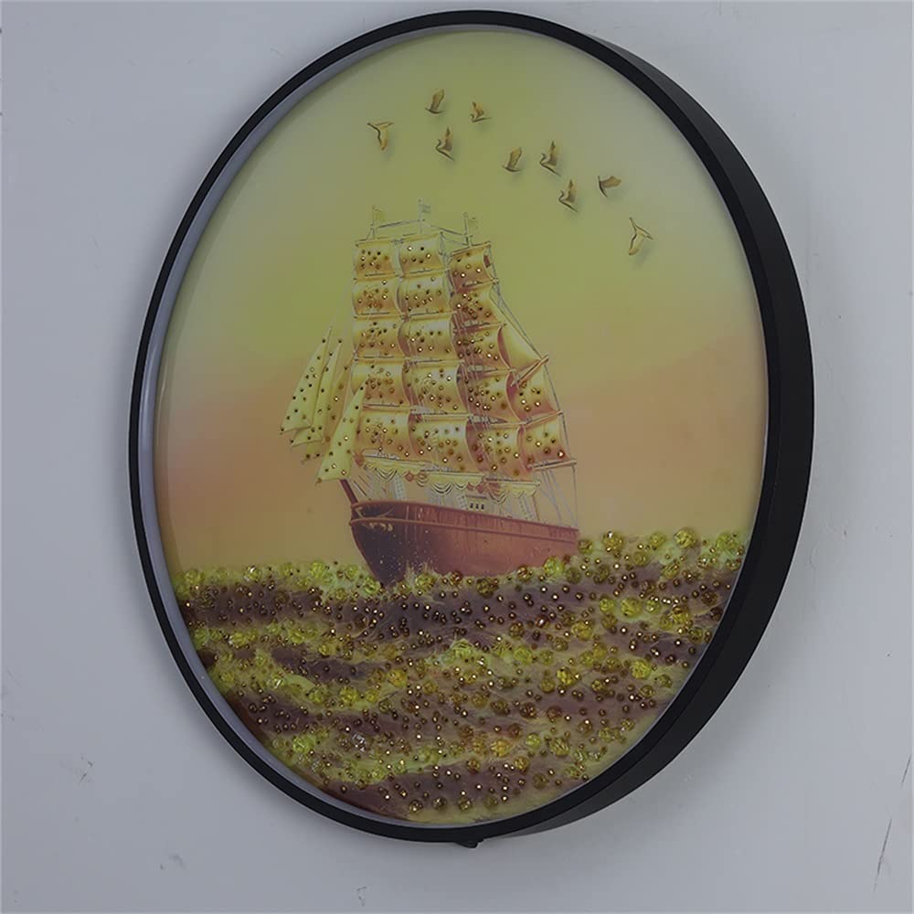 Lámpara de pared LED, lámpara de pared, luz LED para figura de barco (A negro, diámetro 31,4 pulgadas)