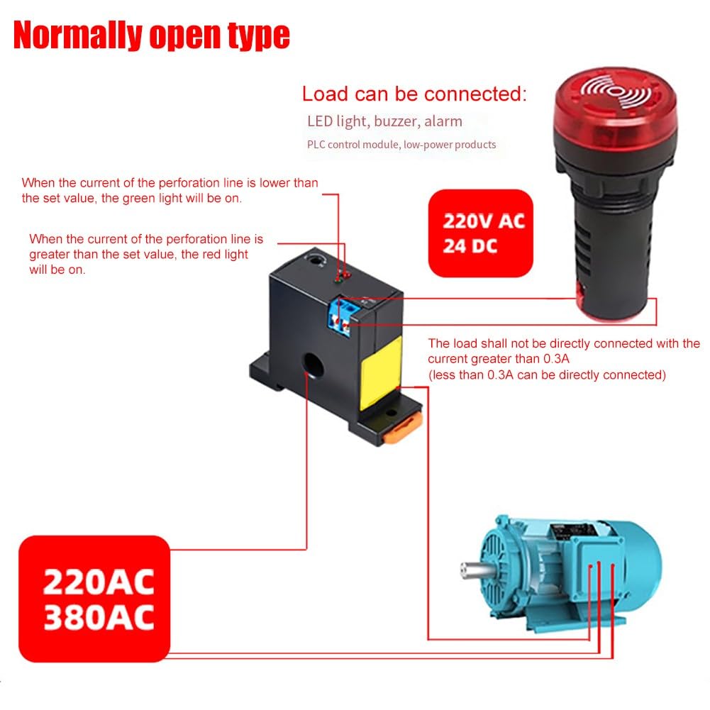 Relais de détection de courant alternatif auto-alimenté par induction 0,2-30 A Seuil réglable, isolation de sécurité, pour M3050/M3056 Noir M3086