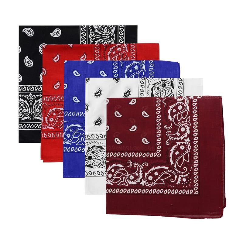 dikhawa Unisex Soft Breathable Cotton Paisley Printed Cowboy Bandanas,Headband,Scarf (Multicolour_50CM X 50CM)-picture-12