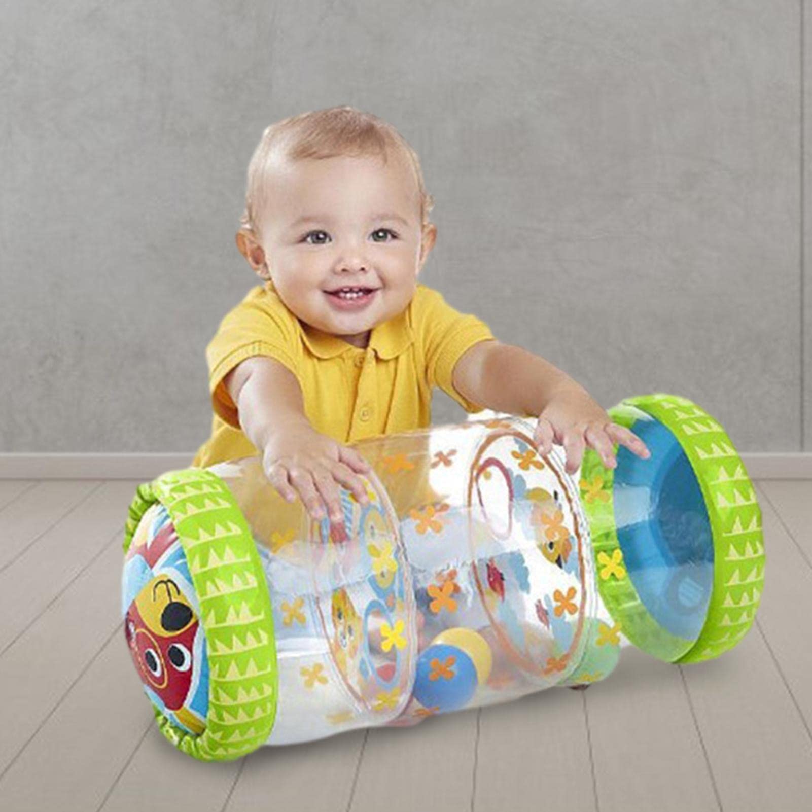 Aufblasbare Krabbelrolle Für Babys - Mit Glockenball Für Krabbelübungen & Tummy Time