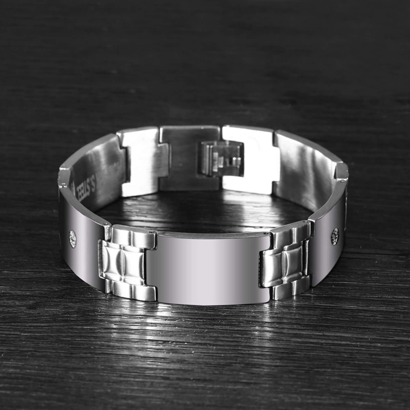 Daesar Brazaletes para Hombre,Simple Pulseras Acero Inoxidable Hombre Plata