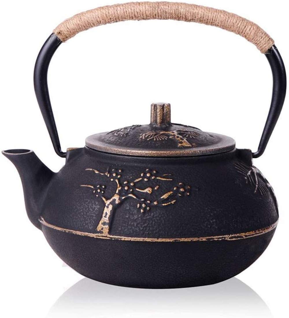 Tetera, tetera japonesa, tetera de hierro fundido, juego de coladores, patrón chino con filtro de acero inoxidable, 30 oz / 0,9 l, ciruela-Plum